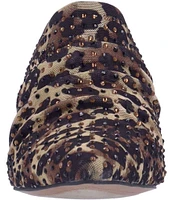 J. Renee Parisa Leopard Print Rhinestone Mesh Dress Mules