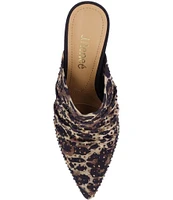 J. Renee Parisa Leopard Print Rhinestone Mesh Dress Mules