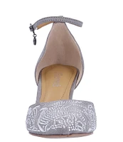 J. Renee Payten Shantung Embroidered Rhinestone Ankle Strap Pumps