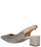 J. Renee Pranil Glitter Fabric Rhinestone Block Heel Sling Pumps