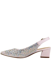 J. Renee Pranil Satin Rhinestone Block Heel Slingback Pumps