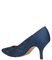 J. Renee Rishna Satin Rhinestone Pointed Toe Pumps