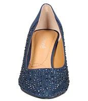 J. Renee Rishna Satin Rhinestone Pointed Toe Pumps