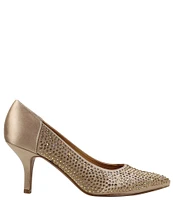 J. Renee Rishna Satin Rhinestone Pointed Toe Pumps