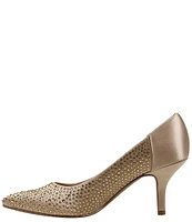 J. Renee Rishna Satin Rhinestone Pointed Toe Pumps