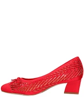 J. Renee Saila Satin Rhinestone Mesh Bow Detail Pumps