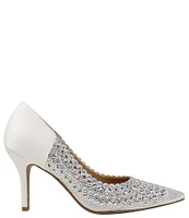 J. Renee Sesily Satin Rhinestone Embellished Pointed Toe Pumps