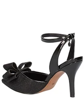 J. Renee Shanaya Glitter Fabric Bow Ankle Strap Pumps