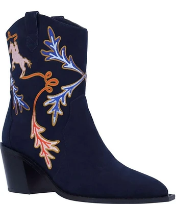 J. Renee Skyla Suede Embellished Western Inspired Booties