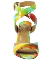 J. Renee Soncino Bright Multi Print Patent Leather Dress Sandals