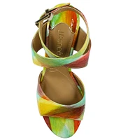 J. Renee Soncino Bright Multi Print Patent Leather Dress Sandals