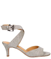 J. Renee Soncino Glitter Fabric Ankle Strap Dress Sandals