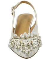 J. Renee Strovanni Lace Pearl Ornament Slingback Pumps