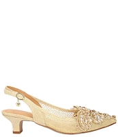 J. Renee Strovanni Glitter Mesh Jewel Ornament Slingback Pumps