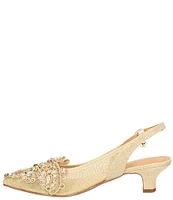 J. Renee Strovanni Glitter Mesh Jewel Ornament Slingback Pumps