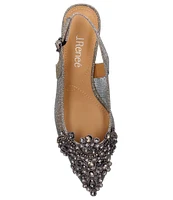 J. Renee Strovanni Glitter Mesh Jewel Ornament Slingback Pumps