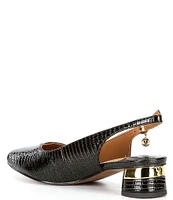 J. Renee Taveta Lizard Embossed Slingback Block Heel Pumps