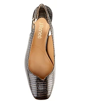 J. Renee Taveta Lizard Embossed Slingback Block Heel Pumps