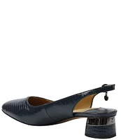 J. Renee Taveta Lizard Embossed Slingback Block Heel Pumps