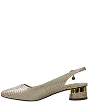 J. Renee Taveta Lizard Embossed Slingback Block Heel Pumps