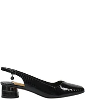 J. Renee Taveta Lizard Embossed Slingback Block Heel Pumps