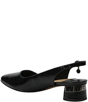 J. Renee Taveta Lizard Embossed Slingback Block Heel Pumps