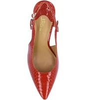 J. Renee Tindra Snake Embossed Slingback Pumps