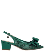 J. Renee Triata Sequin Mesh Satin Bow Sling Back Pumps