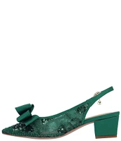 J. Renee Triata Sequin Mesh Satin Bow Sling Back Pumps