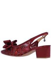 J. Renee Triata Sequin Mesh Satin Bow Sling Back Pumps