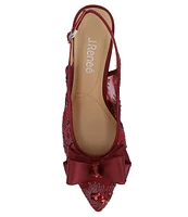 J. Renee Triata Sequin Mesh Satin Bow Sling Back Pumps