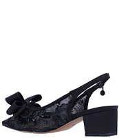 J. Renee Triata Sequin Mesh Satin Bow Sling Back Pumps