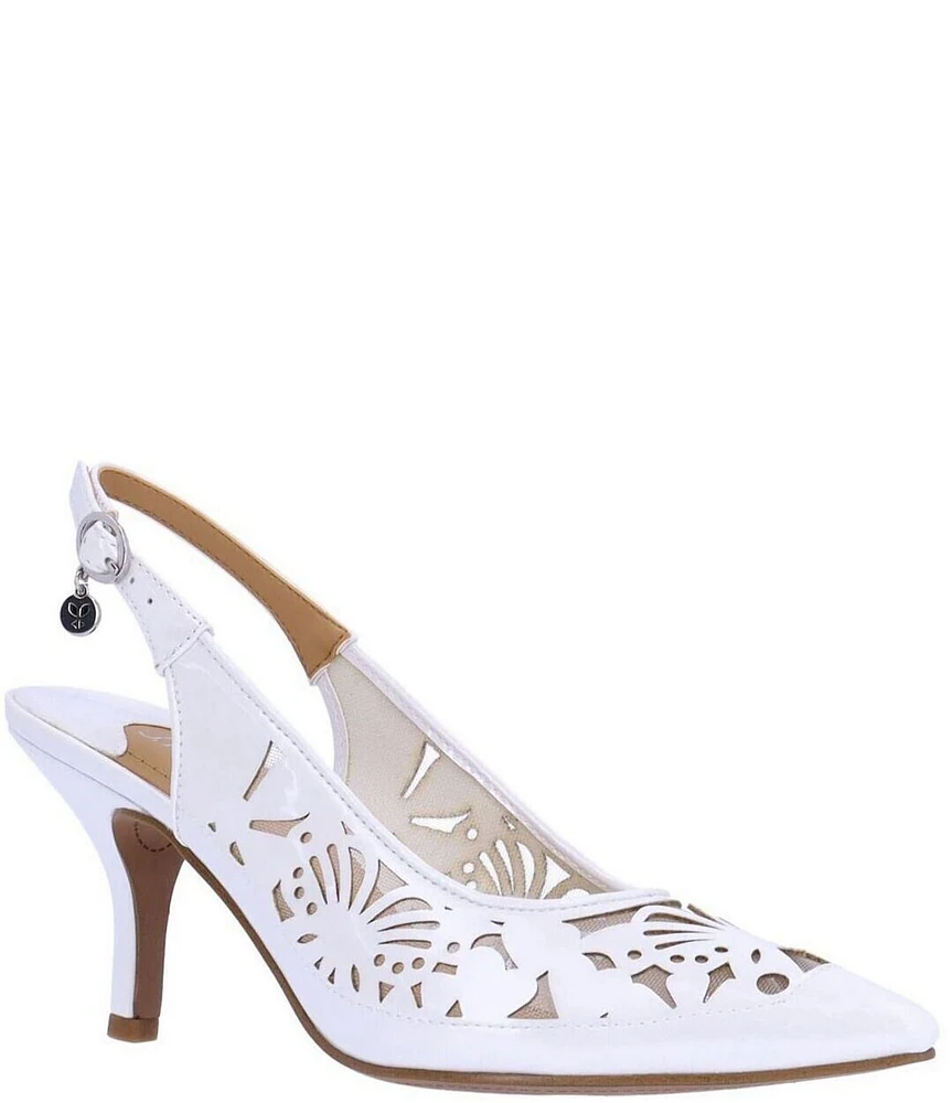 J. Renee Vanani Patent Mesh Cutout Slingback Pumps