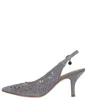 J. Renee Vanani Shantung Glitter Fabric Mesh Embellished Butterfly Slingback Pumps