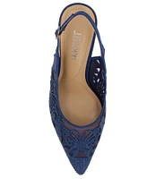 J. Renee Vanani Shantung Mesh Embellished Butterfly Slingback Pumps