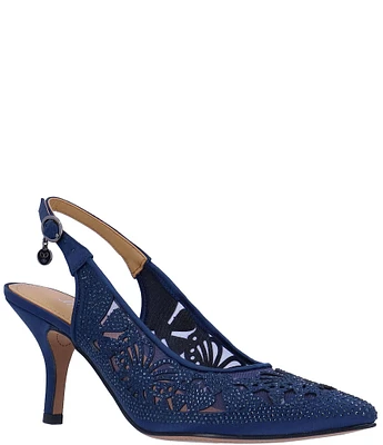 J. Renee Vanani Shantung Mesh Embellished Butterfly Slingback Pumps