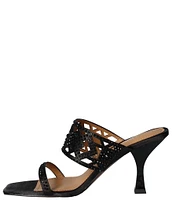 J. Renee Vardana Satin Rhinestone Embellished Cut Out Dress Sandals