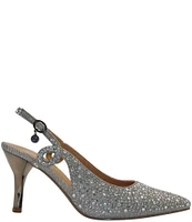 J. Renee Viviene Glitter Fabric Embellished Slingback Pumps