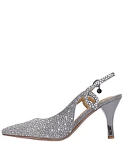 J. Renee Viviene Glitter Fabric Embellished Slingback Pumps