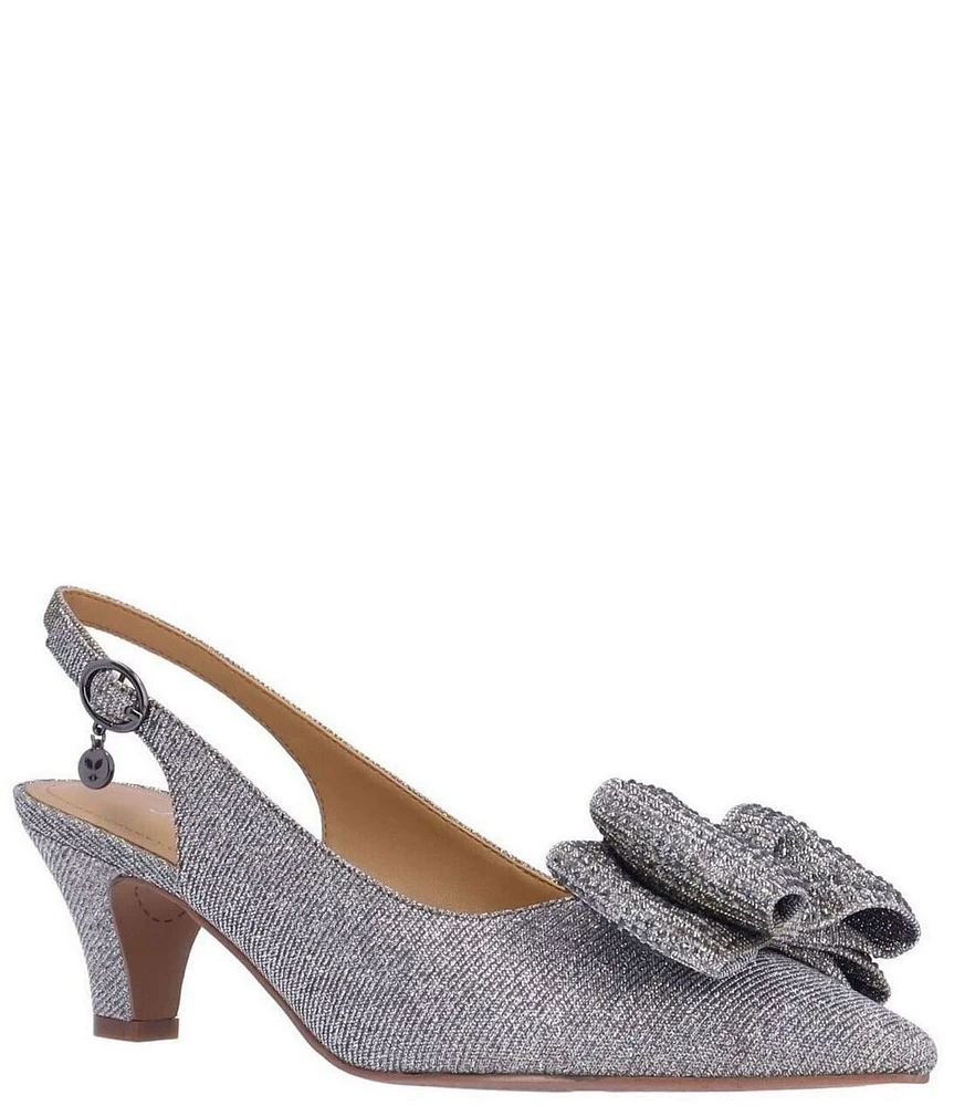 J. Renee Weslee Dance Glitter Fabric Bow Sling Pumps