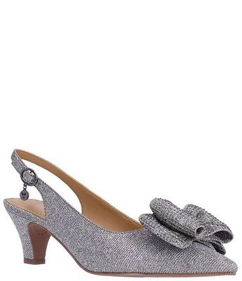 J. Renee Weslee Dance Glitter Fabric Bow Sling Pumps