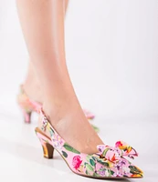 J. Renee Weslee Floral Print Bow Sling Pumps