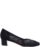 J. Renee Zofia Satin Lace Rhinestone Butterfly Pumps