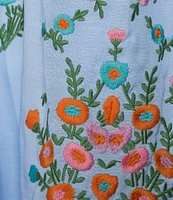 J.Marie Coordinating Astrid V-Neck Puff Sleeve Embroidered Top