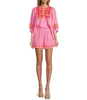 J.Marie Carlie V-Neck 3/4 Puff Sleeve Top