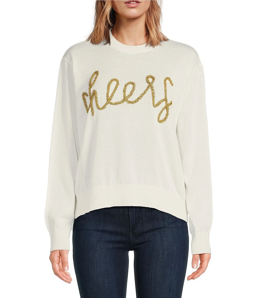 J.Marie Cheers Tinsel Ribbed Crew Neck Long Sleeve Sweater