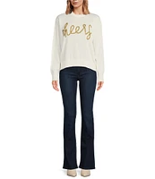 J.Marie Cheers Tinsel Ribbed Crew Neck Long Sleeve Sweater