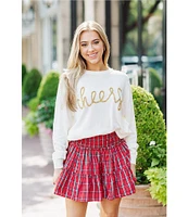 J.Marie Cheers Tinsel Ribbed Crew Neck Long Sleeve Sweater