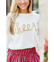 J.Marie Cheers Tinsel Ribbed Crew Neck Long Sleeve Sweater