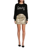 J.Marie Cher Metallic Floral Brocade Mini A-Line Skirt